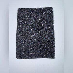 Rebecca Minkoff Black Glitter Passport Cover with Multicolor Sparkle